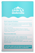 Little Umbrella Organic Algae DHA — back view of packaging with label details