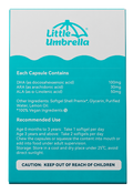Little Umbrella Algae DHA — back view of packaging with label details
