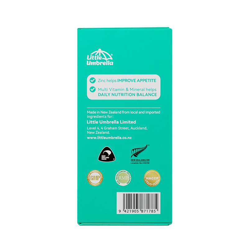 Little Umbrella Liquid MultiVitamin Mineral — left side view of packaging