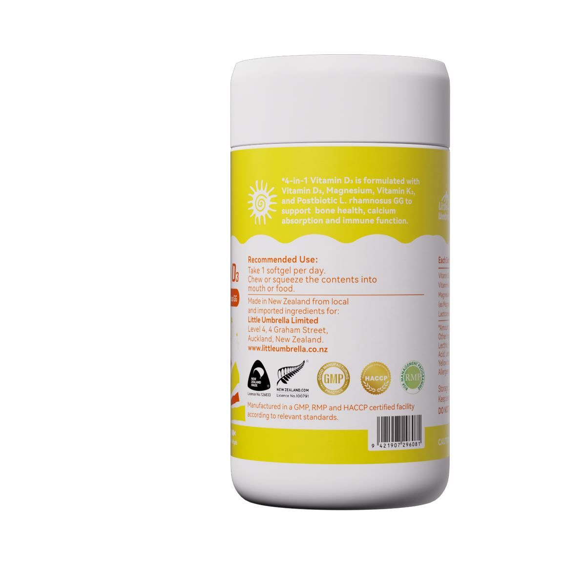 Little Umbrella 4-in-1 Vitamin D3 — right side view of packaging