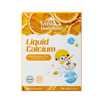 Little Umbrella Liquid Calcium Organic Prebiotic Version — front view of packaging