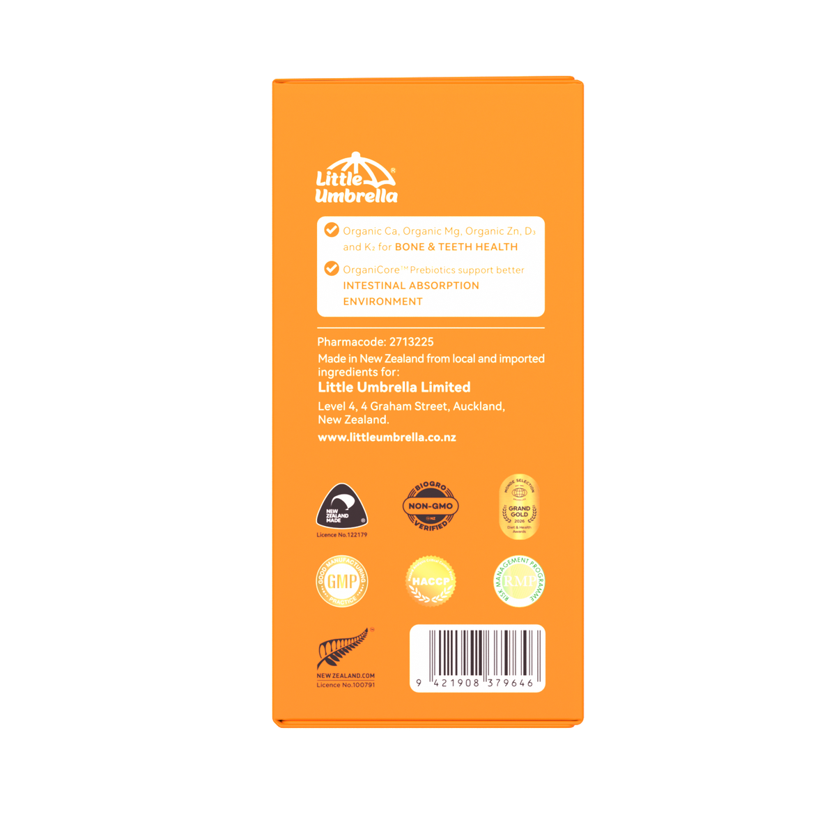 Little Umbrella Liquid Calcium MAX Version — right side view of packaging