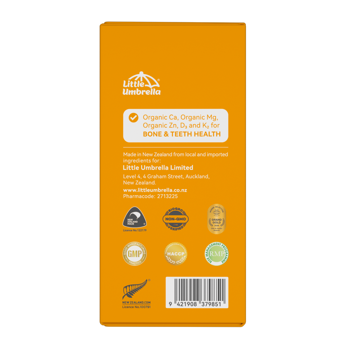 Little Umbrella Liquid Calcium Mini Version — right side view of packaging