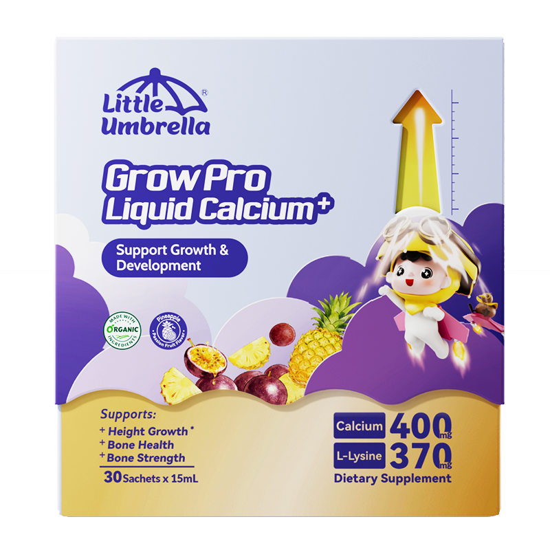 Little Umbrella GrowPro Liquid Calcium — Pineapple — front view of packaging