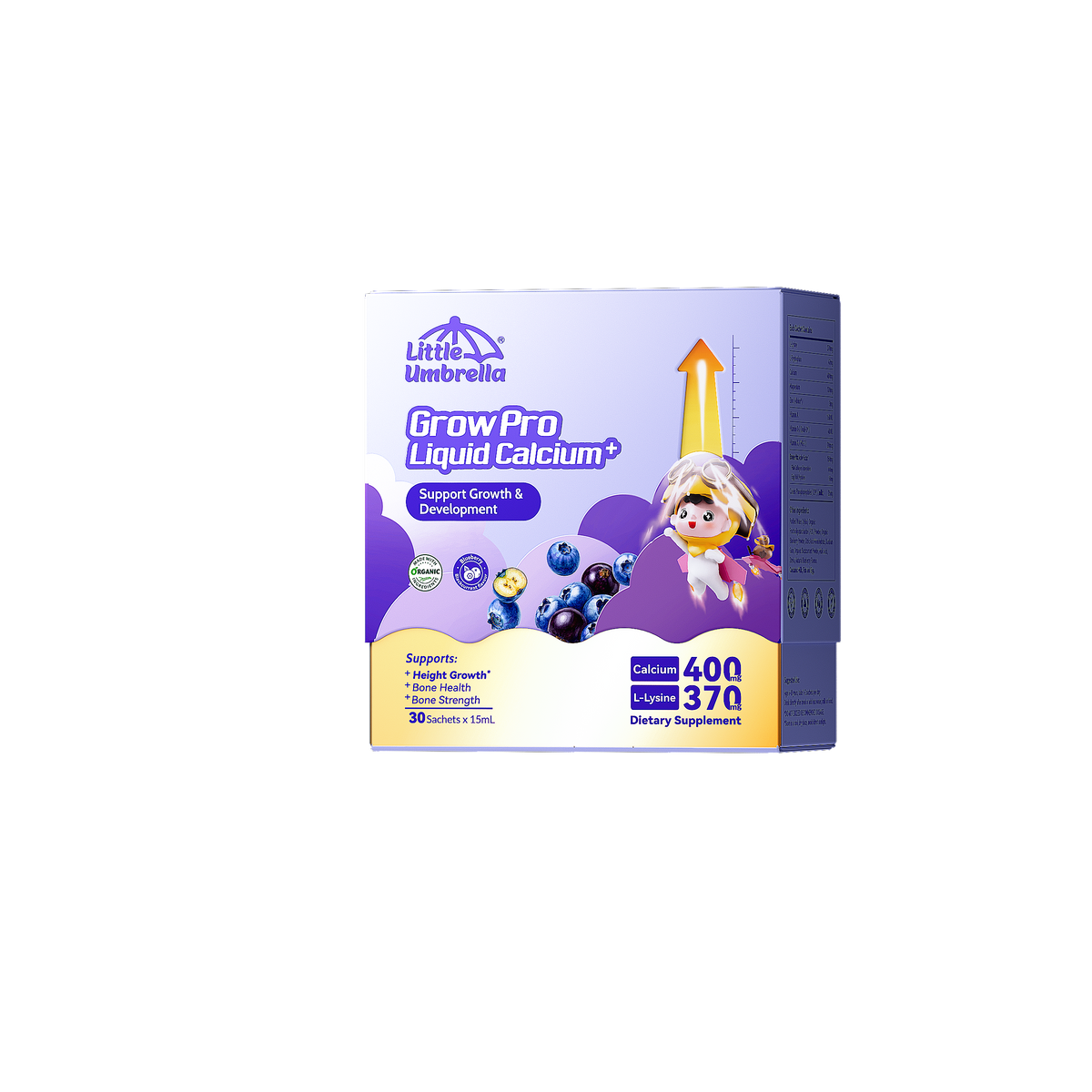 Little Umbrella GrowPro Liquid Calcium — New Blackcurrant & Blueberry — key visual
