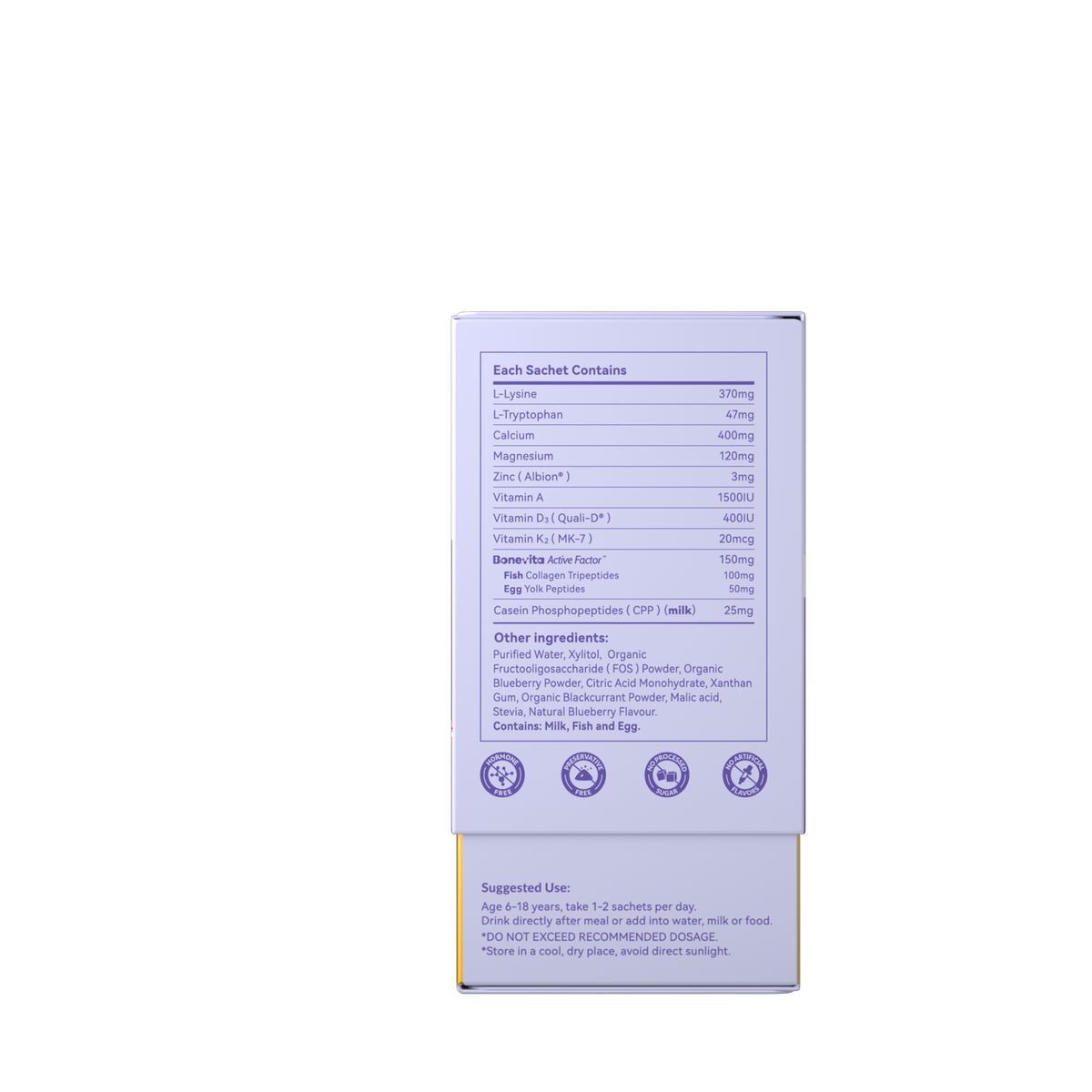 Little Umbrella GrowPro Liquid Calcium — New Blackcurrant & Blueberry — left side view of packaging